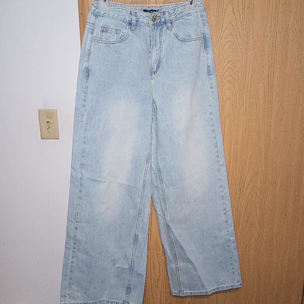 NEW Sweet Women Light blue 2024 Fashion Summer Ladies Wide leg Jeans One Size